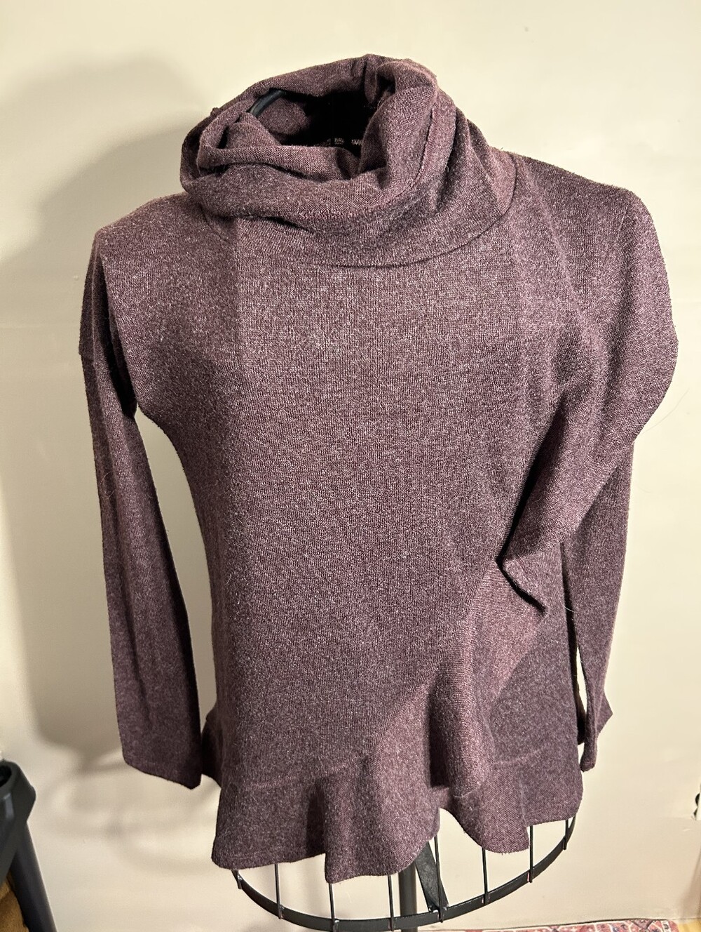 size extra small womens top shirt knit soft purple turtle neck long sleeve